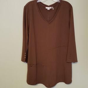 Simply Noelle V-Neck Tunic Brown Size L/XL 12-14